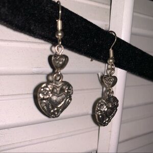 Celtic Pansy Flower Heart Earrings